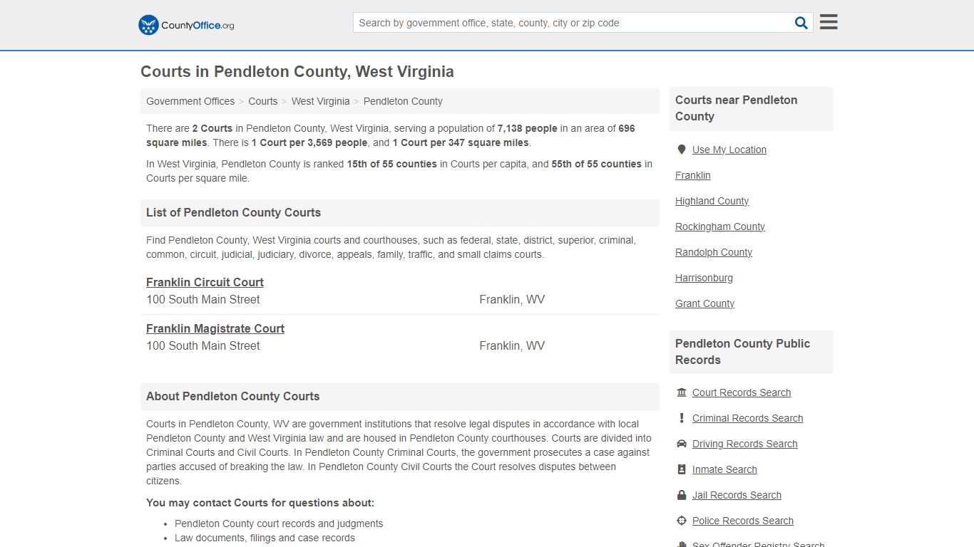 Courts - Pendleton County, WV (Court Records & Calendars)